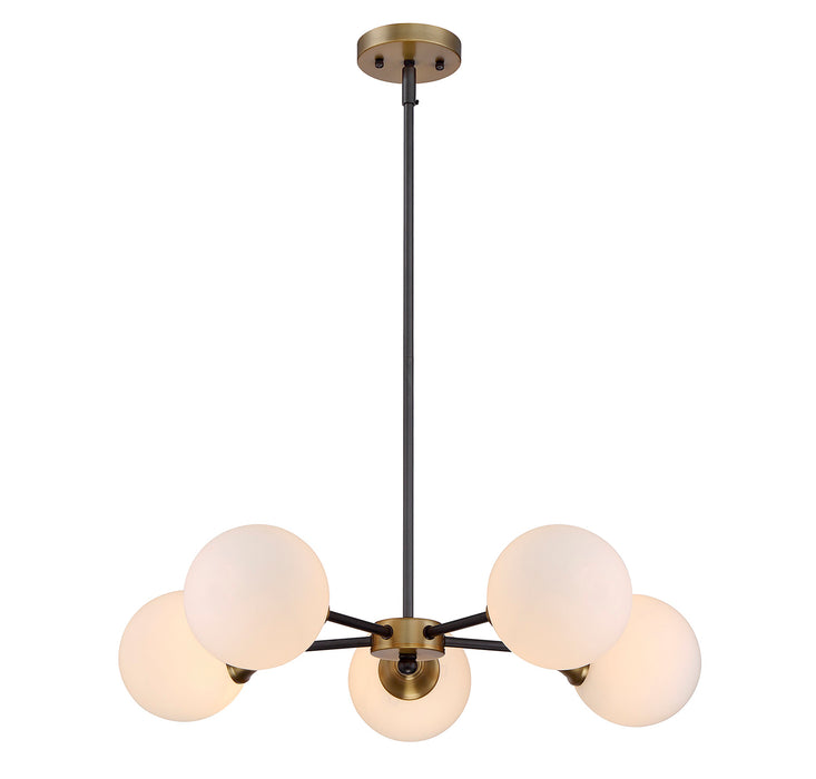 Meridian (M10011-79) 5-Light Chandelier in Oil Rubbed Bronze with Natural Brass