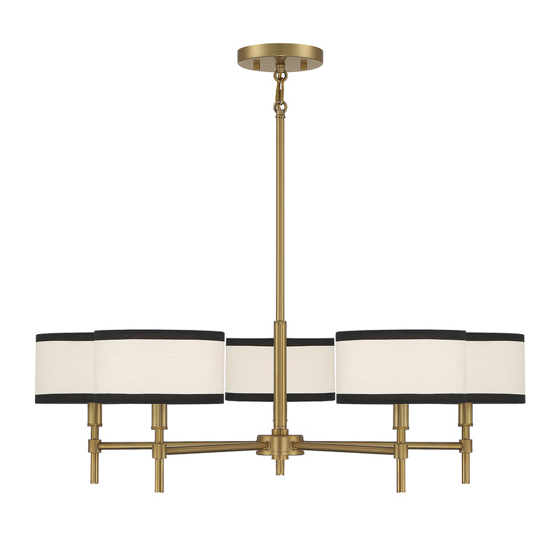 Meridian (M10011NB) 5-Light Chandelier in Natural Brass