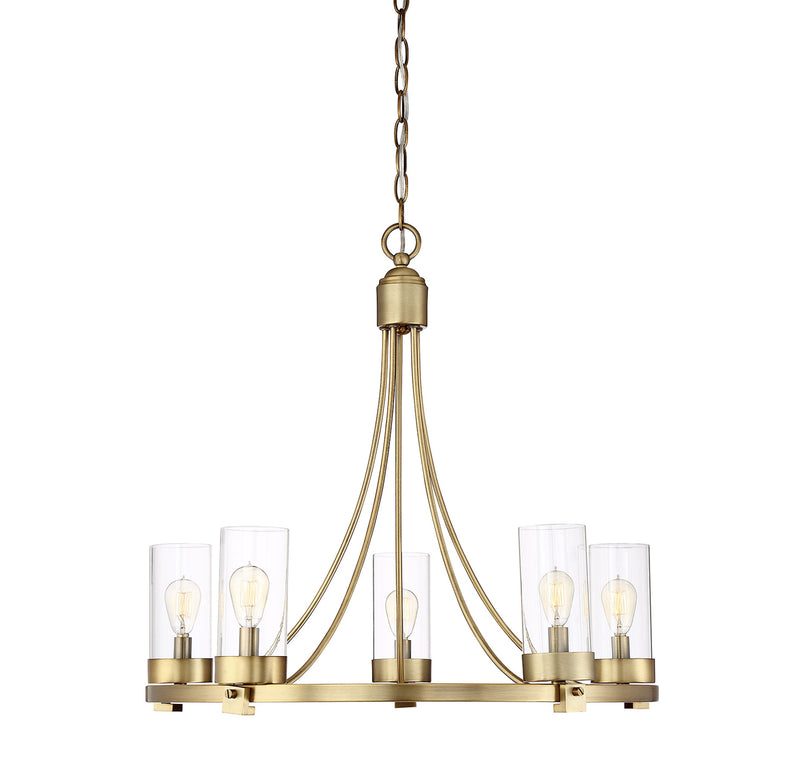 Meridian (M10018NB) 5-Light Chandelier in Natural Brass