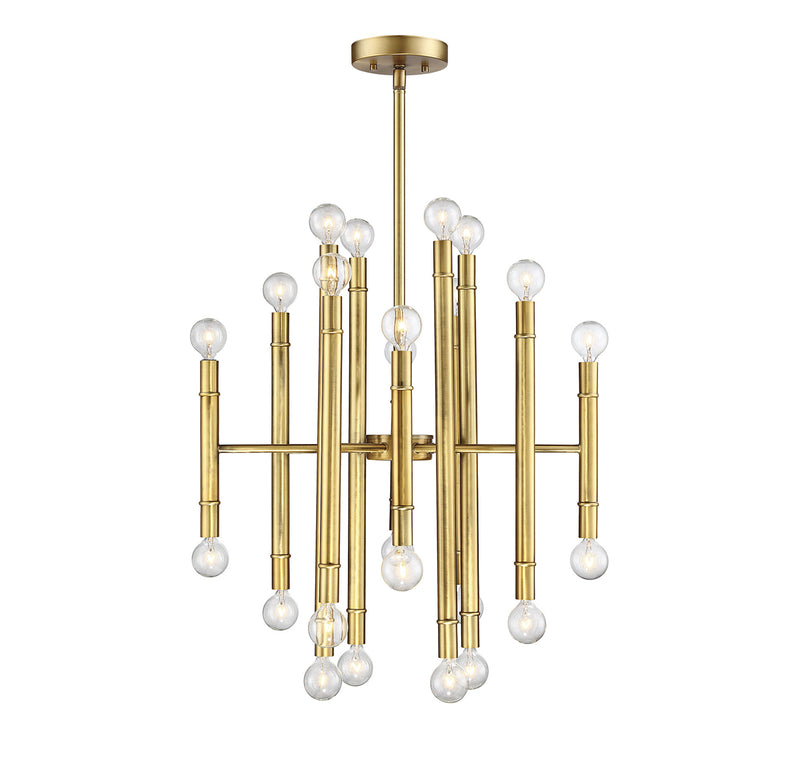 Meridian (M10040NB) 24-Light Chandelier in Natural Brass