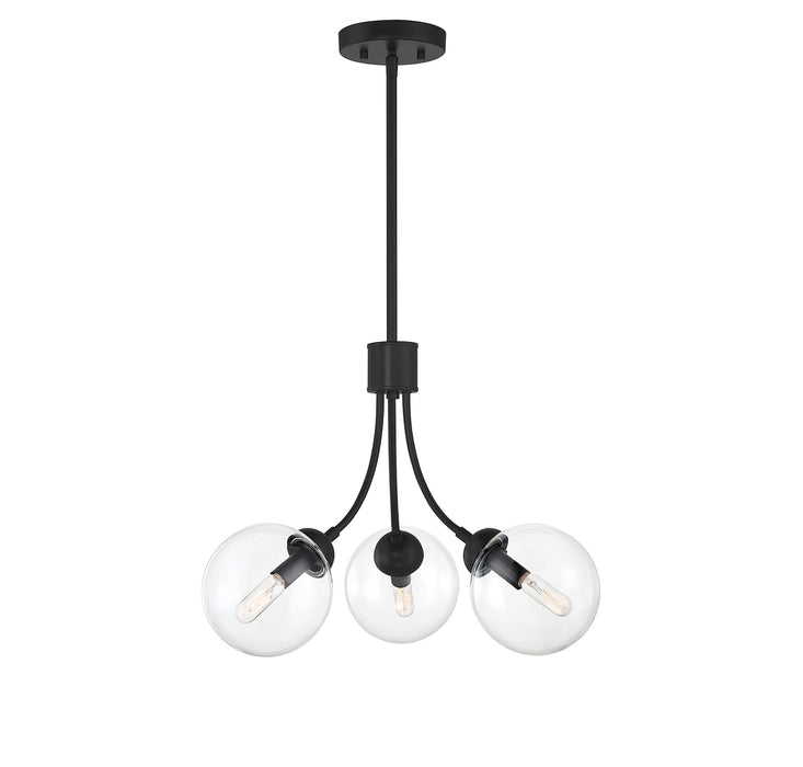 Meridian (M10057MBK) 3-Light Chandelier in Matte Black