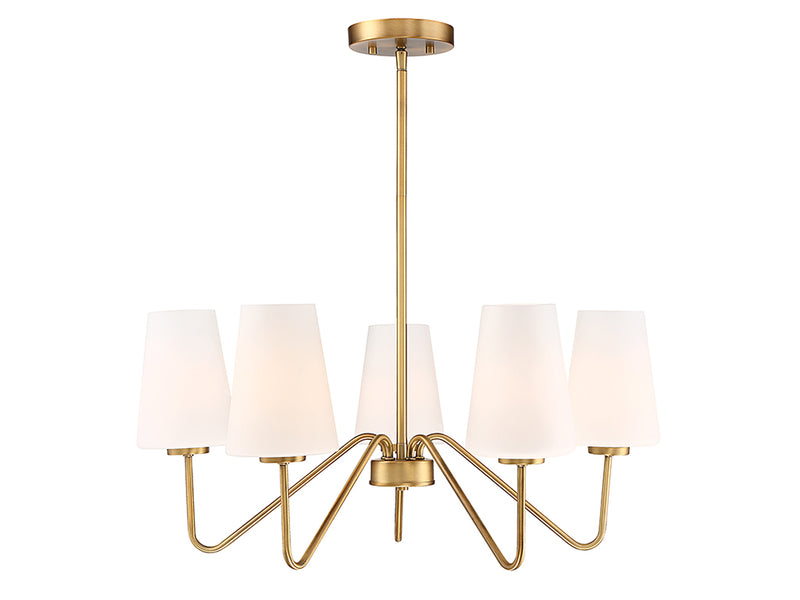 Meridian (M10060NB) 5-Light Chandelier in Natural Brass
