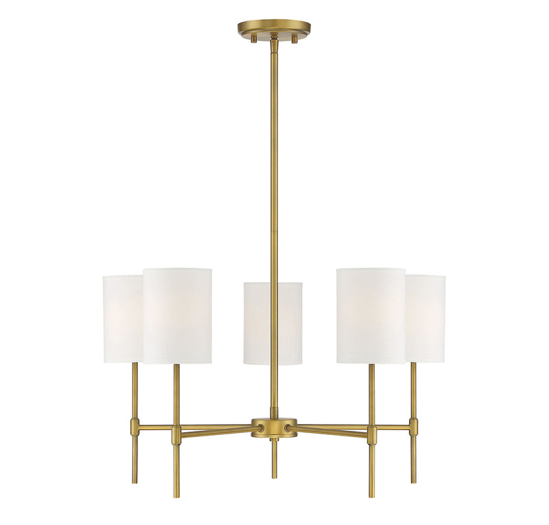 Meridian (M10067NB) 5-Light Chandelier in Natural Brass