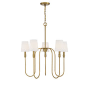 Meridian (M10077NB) 5-Light Chandelier in Natural Brass