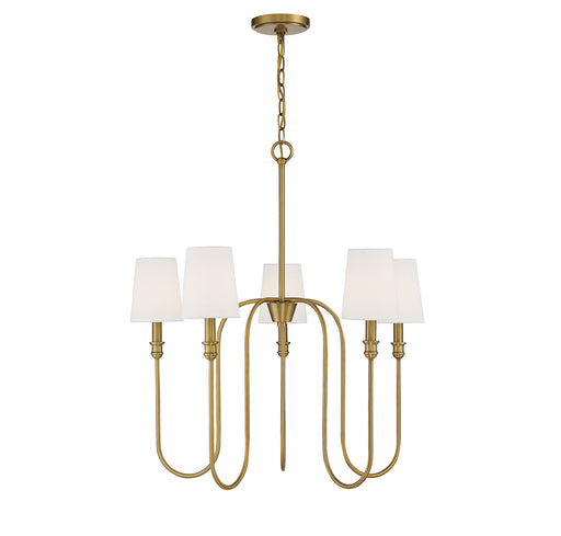 Meridian (M10077NB) 5-Light Chandelier in Natural Brass