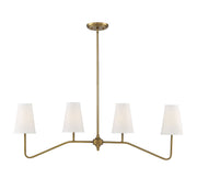 Meridian (M10078NB) 4-Light Linear Chandelier in Natural Brass