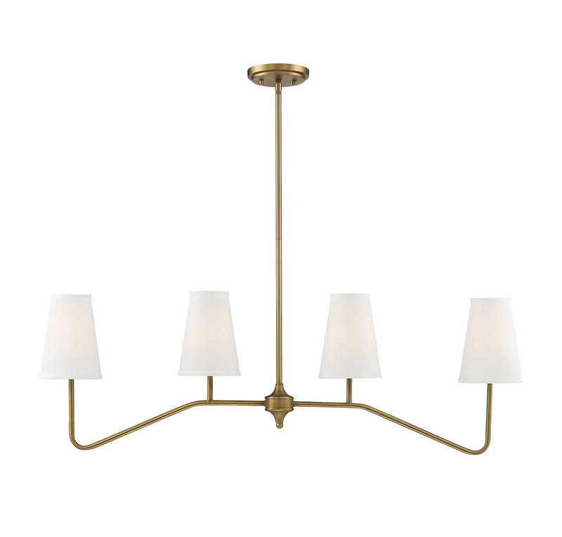 Meridian (M10078NB) 4-Light Linear Chandelier in Natural Brass