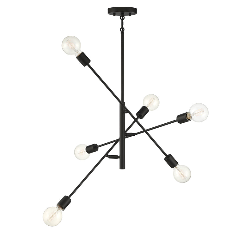 Meridian (M10084MBK) 6-Light Chandelier in Matte Black