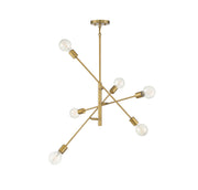Meridian (M10084NB) 6-Light Chandelier in Natural Brass