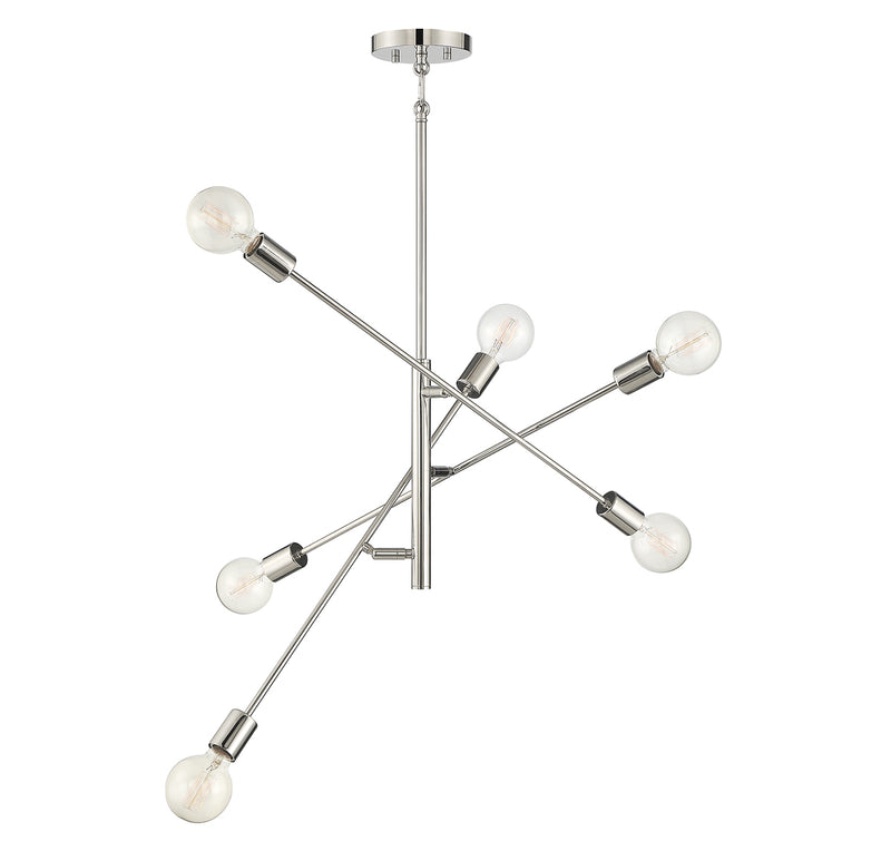 Meridian (M10084PN) 6-Light Chandelier in Polished Nickel