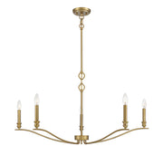 Meridian (M10086NB) 5-Light Chandelier in Natural Brass