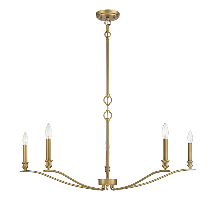 Meridian (M10086NB) 5-Light Chandelier in Natural Brass