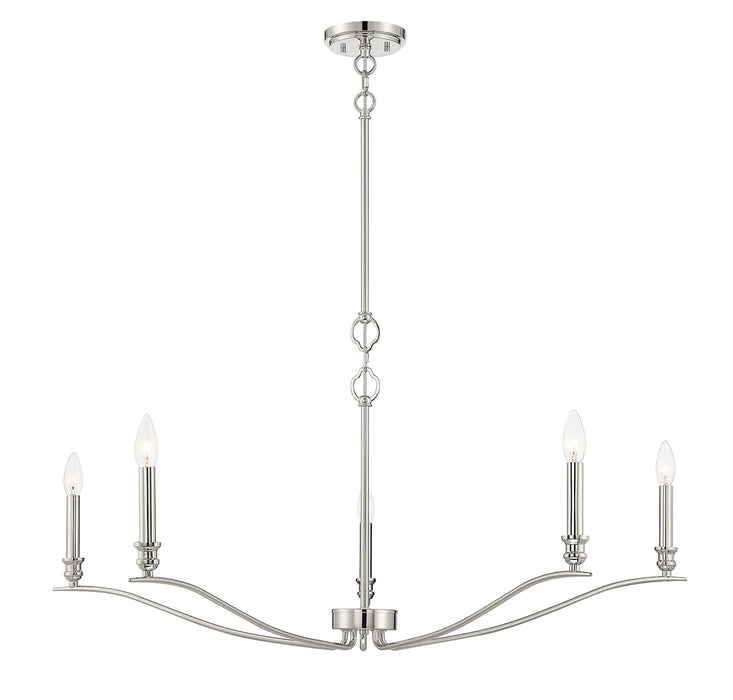 Meridian (M10086PN) 5-Light Chandelier in Polished Nickel