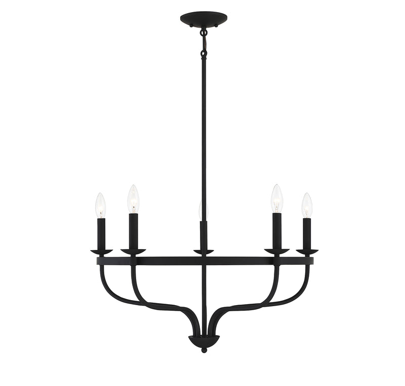 Meridian (M10087MBK) 5-Light Chandelier in Matte Black