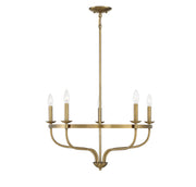 Meridian (M10087NB) 5-Light Chandelier in Natural Brass