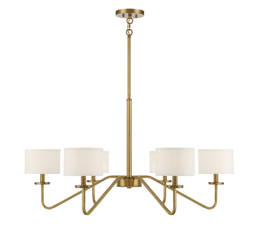 Meridian (M10092NB) 6-Light Chandelier in Natural Brass