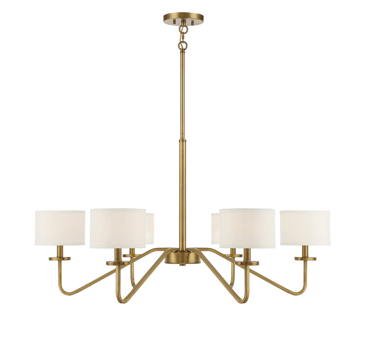 Meridian (M10092NB) 6-Light Chandelier in Natural Brass