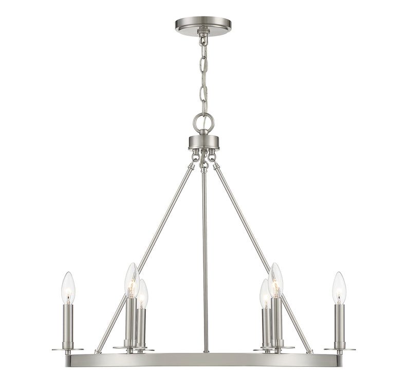 Meridian (M10093BN) 6-Light Chandelier in Brushed Nickel
