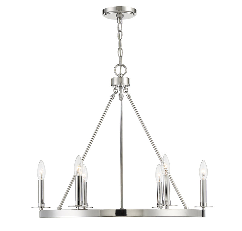 Meridian (M10093PN) 6-Light Chandelier in Polished Nickel