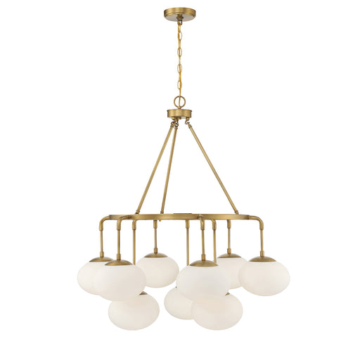 Meridian (M10098NB) 9-Light Chandelier in Natural Brass