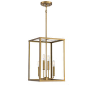 Meridian (M30008NB) 4-Light Pendant in Natural Brass