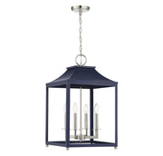 Meridian (M30009NBLPN) 4-Light Navy Blue with Polished Nickel Pendant
