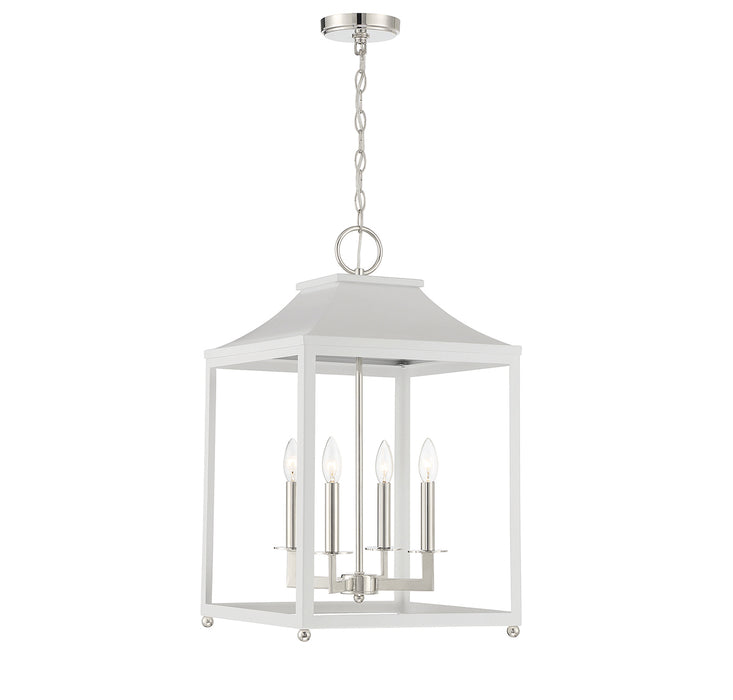 Meridian (M30009WHPN) 4-Light White with Polished Nickel Pendant
