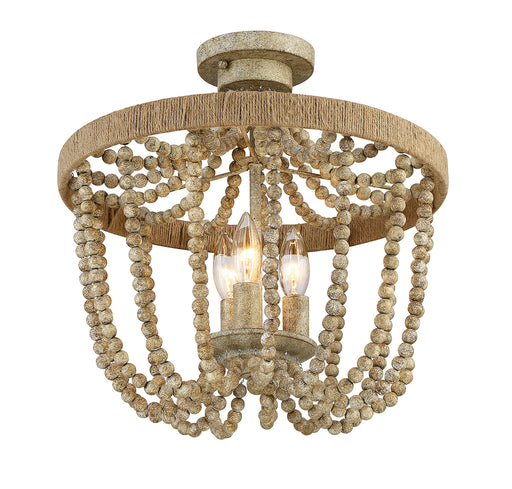 Meridian (M60002-97) 3-Light Ceiling Light in Natural Wood with Rope