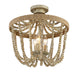 Meridian (M60002-97) 3-Light Ceiling Light in Natural Wood with Rope