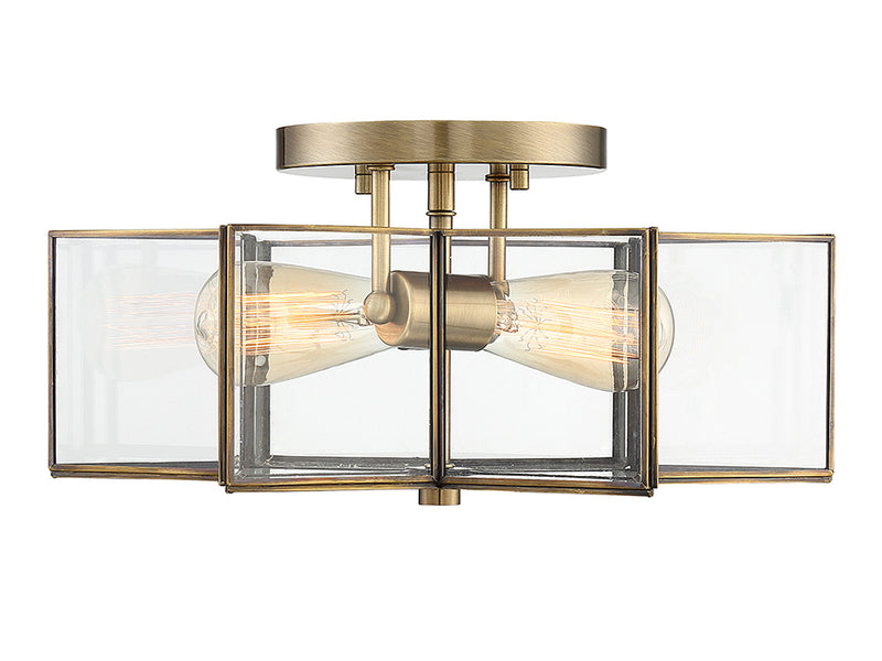 Meridian (M60021NB) 2-Light Ceiling Light in Natural Brass