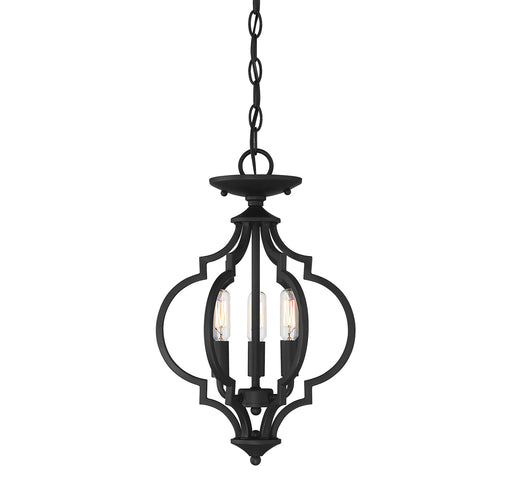 Meridian (M60055MBK) 3-Light Convertible Semi-Flush or Pendant in Matte Black