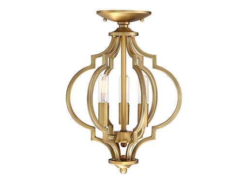 Meridian (M60055NB) 3-Light Convertible Semi-Flush or Pendant in Natural Brass