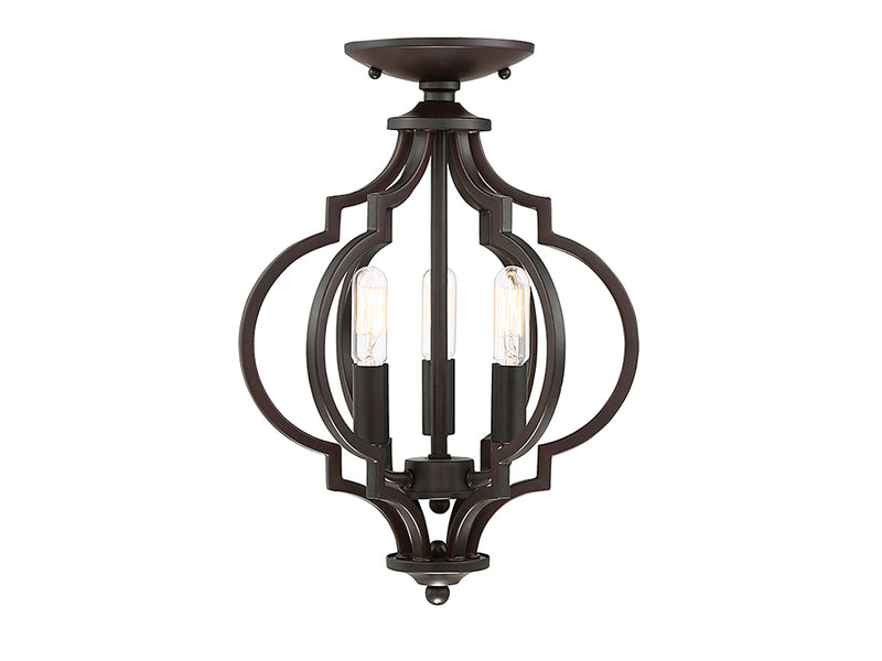 Meridian (M60055ORB) 3-Light Convertible Semi-Flush or Pendant in Oil Rubbed Bronze