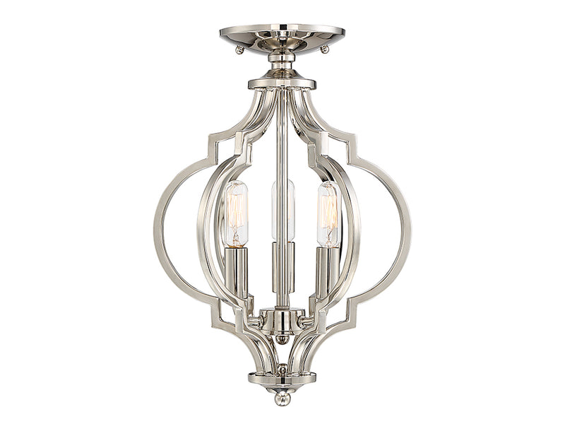 Meridian (M60055PN) 3-Light Convertible Semi-Flush or Pendant in Polished Nickel
