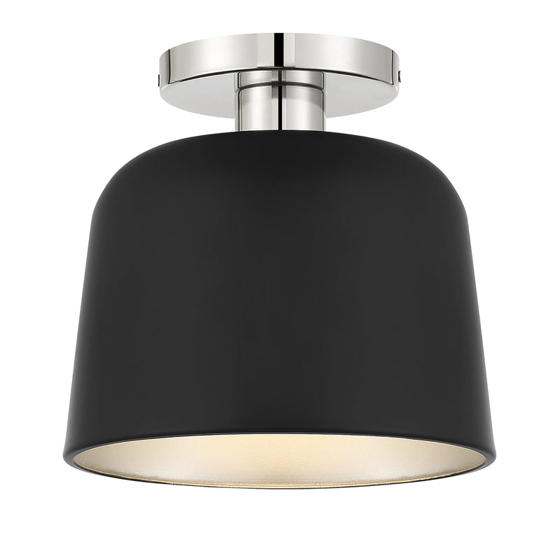 Meridian (M60067MBKPN) 1-Light Ceiling Light in Matte Black with Polished Nickel
