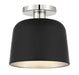 Meridian (M60067MBKPN) 1-Light Ceiling Light in Matte Black with Polished Nickel