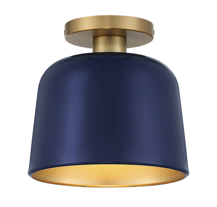 Meridian (M60067NBLNB) 1-Light Ceiling Light in Navy Blue with Natural Brass