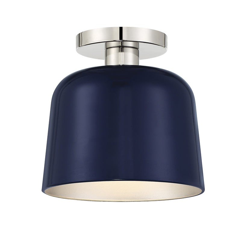 Meridian (M60067NBLPN) 1-Light Ceiling Light in Navy Blue with Polished Nickel