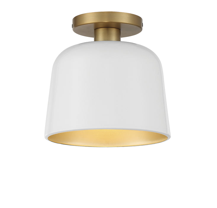 Meridian (M60067WHNB) 1-Light Ceiling Light in White with Natural Brass