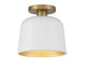 Meridian (M60067WHNB) 1-Light Ceiling Light in White with Natural Brass