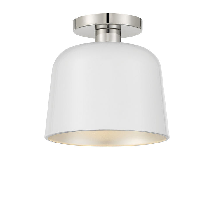 Meridian (M60067WHPN) 1-Light Ceiling Light in White with Polished Nickel