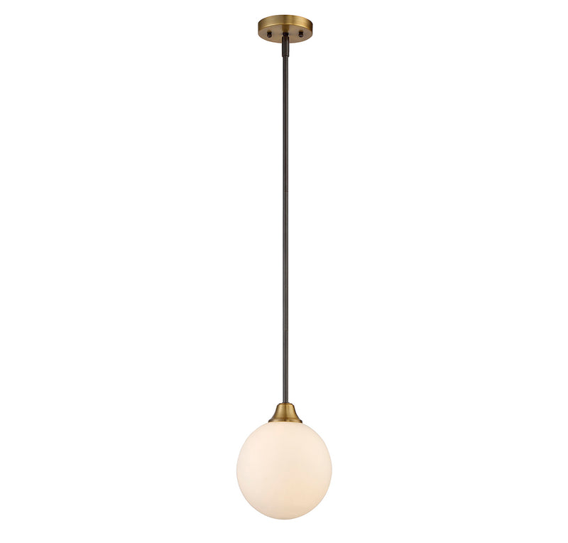 1-Light Mini Pendant in Oil Rubbed Bronze with Natural Brass