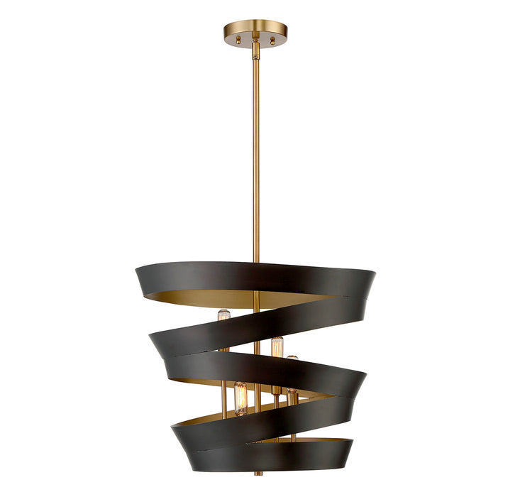 Meridian (M70009-46) 4-Light Pendant in Matte Black with Gold