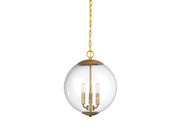 Meridian (M70060NB) 3-Light Pendant in Natural Brass