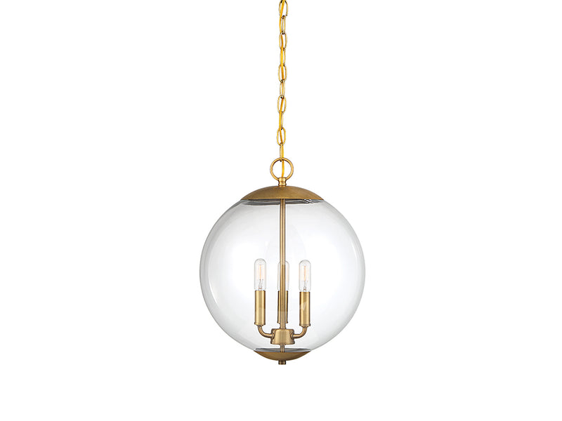 Meridian (M70060NB) 3-Light Pendant in Natural Brass