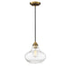 1-Light Mini Pendant in Natural Brass