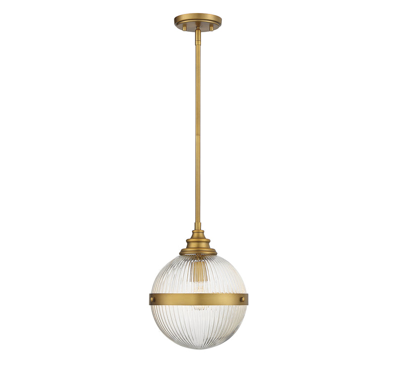 Meridian (M70100NB) 1-Light Mini Pendant in Natural Brass