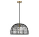 Meridian (M70105BRNB) 1-Light Pendant in Black with Natural Brass Accents