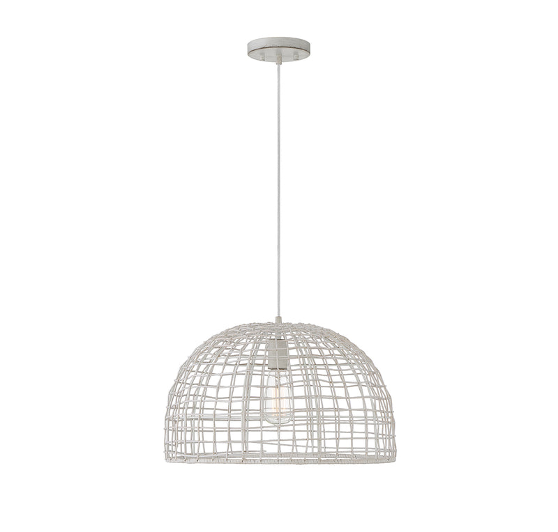 Meridian (M70105WR) 1-Light Pendant in White Rattan with a White Socket