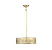 Meridian (M70108NB) 3-Light Pendant in Natural Brass